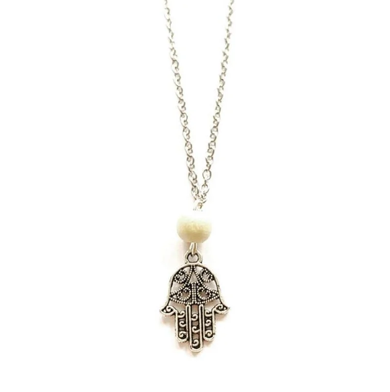 women’s luxury pearl necklaces -Hamsa Hand Charm Necklace (16” chain)