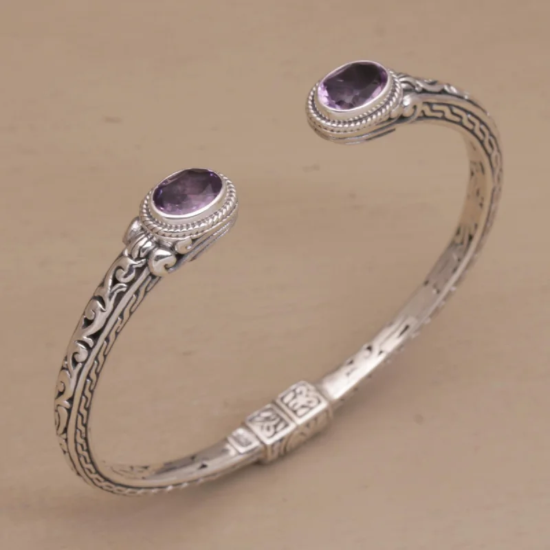 luxury bracelets for women -Magical Attraction Amethyst Hinged Cuff Bracelet