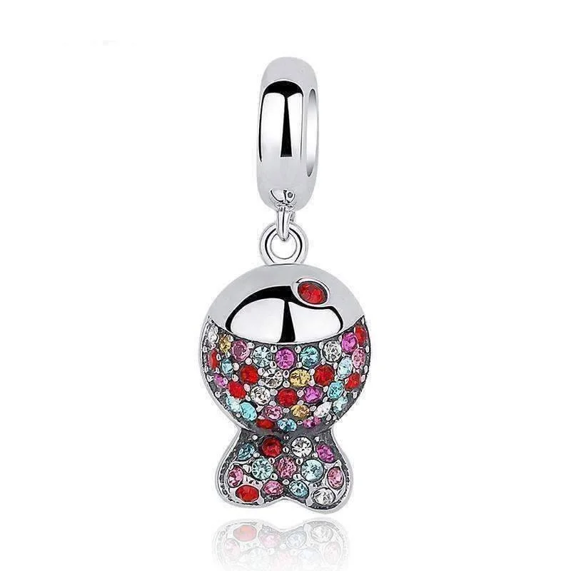 women’s engraved necklaces -Rainbow Fish Pavé CZ Sterling Silver Necklace