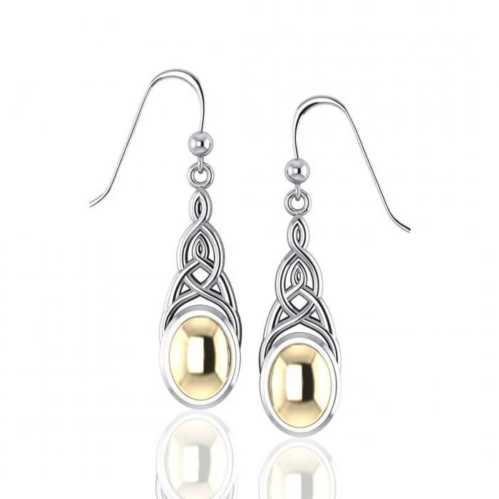 women’s gold chain earrings -Danu Silver and Gold Accent Celtic Knotwork Earrings MER553