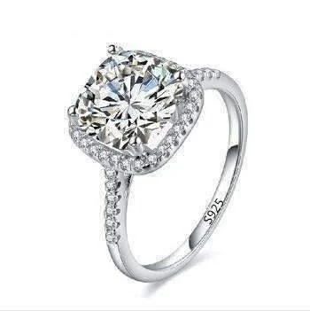 women’s star-shaped necklaces -Dazzling Halo 2 CT Cushion Cut Simulated Diamond Cz Ring for Women