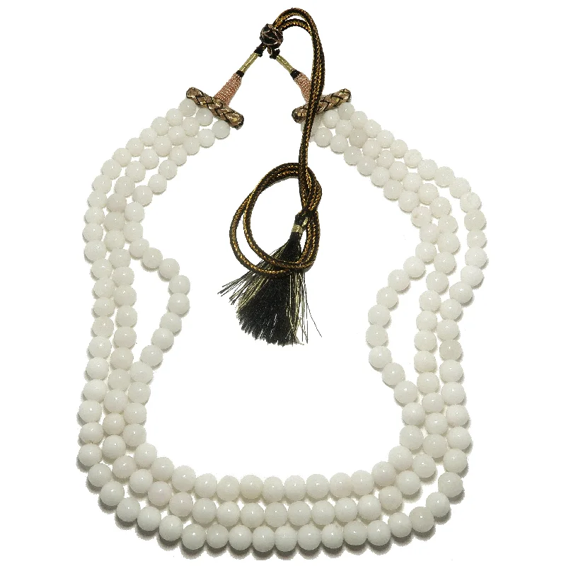 personalized necklaces for women -Snow Quartz Necklace Frosty Cool 3-Layer White Beads