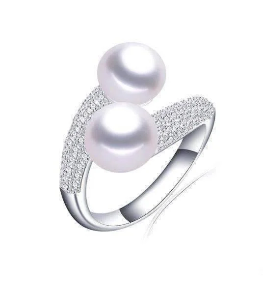 women’s necklace sets -Creamy White Genuine Freshwater Pearl Adjustable Ring