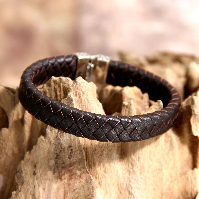 women’s matching bangles -Masculine Leather Men's Cuff Bracelet