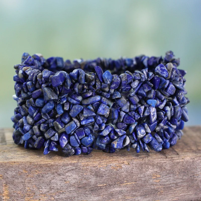 women’s tennis bracelets -Lapis Lazuli Beaded Stretch Bracelet