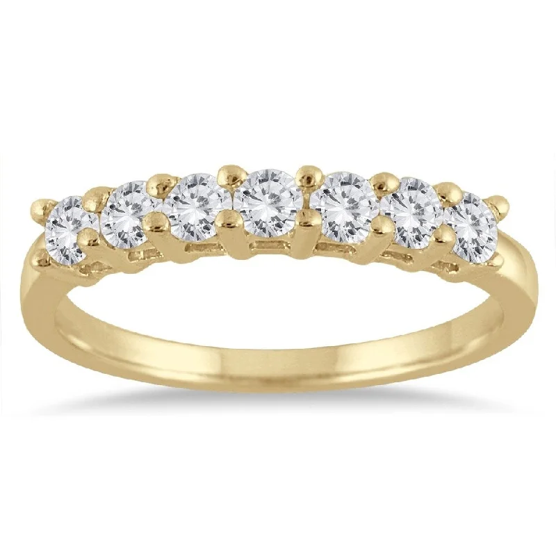 custom engagement rings for women -1/2 Carat TW 7 Stone Diamond Band in 10K Yellow Gold