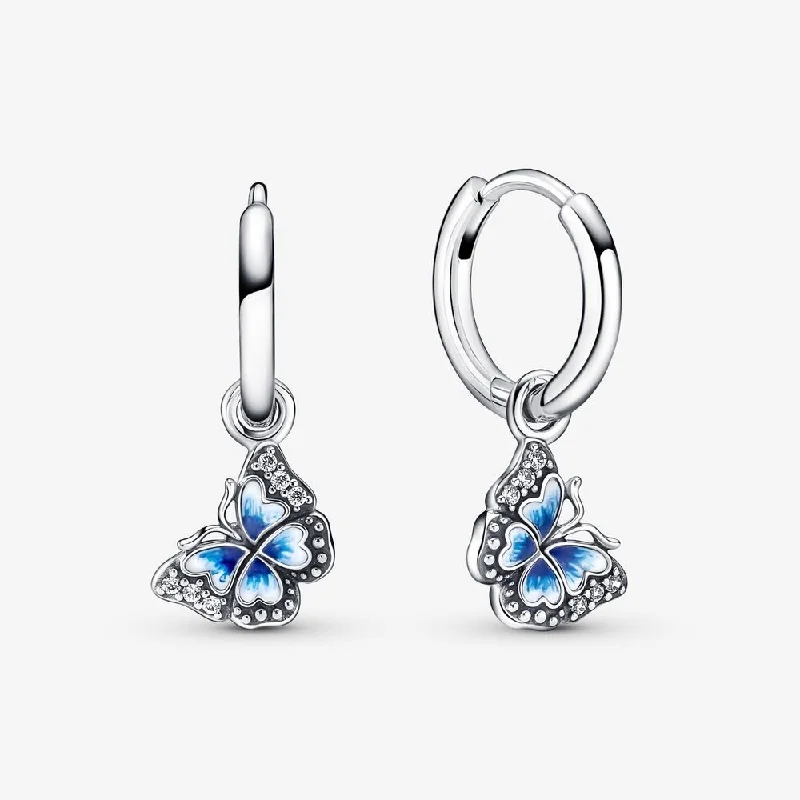 women’s sapphire earrings -Blue Butterfly Hoop Earrings