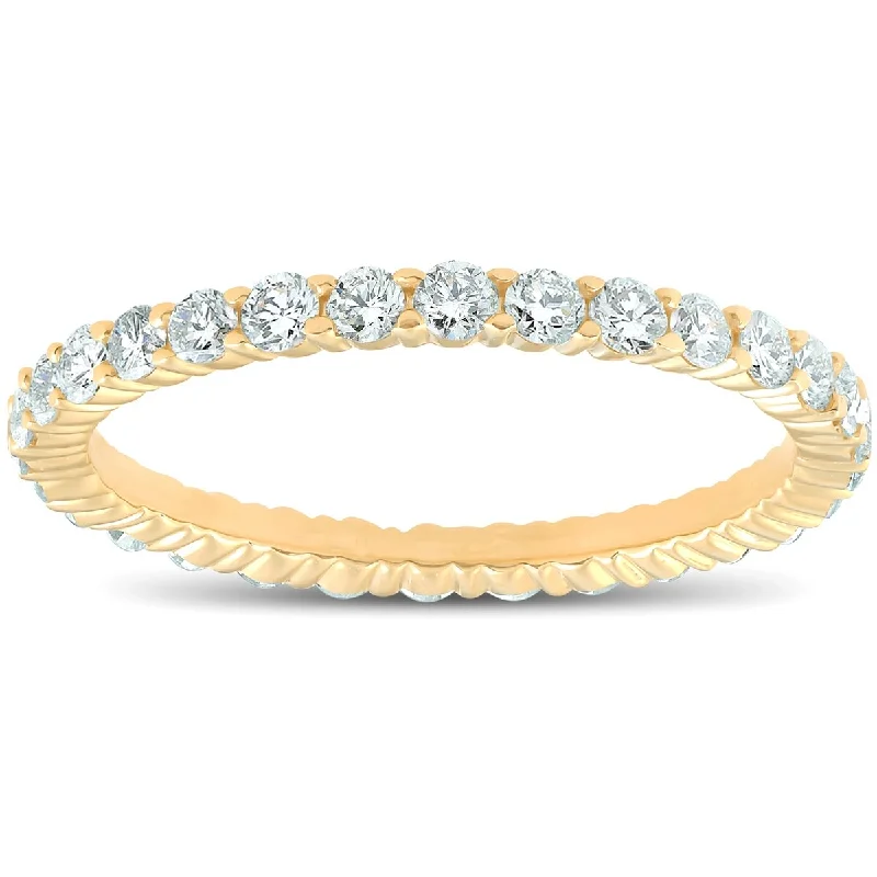 women’s sparkling engagement rings -1 Ct T.W. Lab Grown Diamond Eternity Ring 14k Yellow Gold Stackable Wedding Band