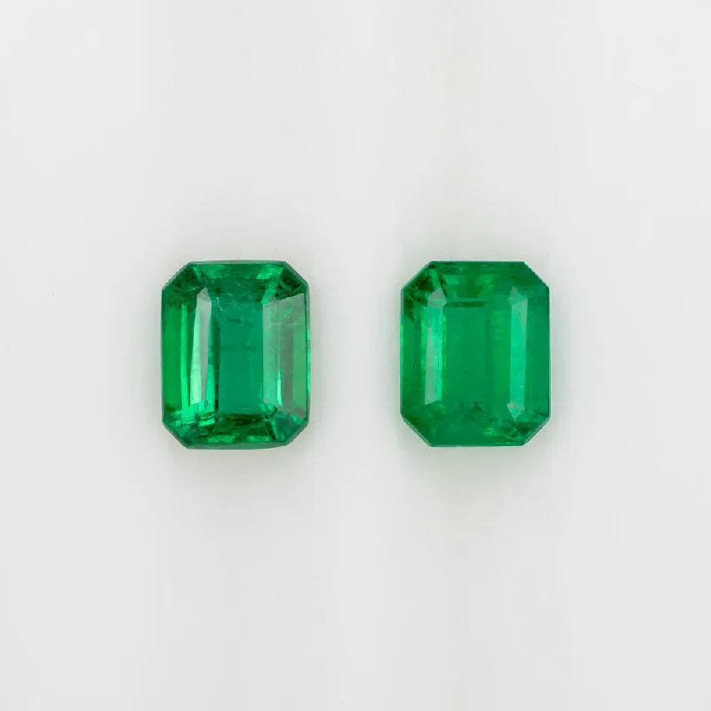 engagement rings for women -0.90ct NATURAL EMERALD PAIR STUD EARRINGS EMERALD SHAPE STEP CUT LOOSE ACCENTS