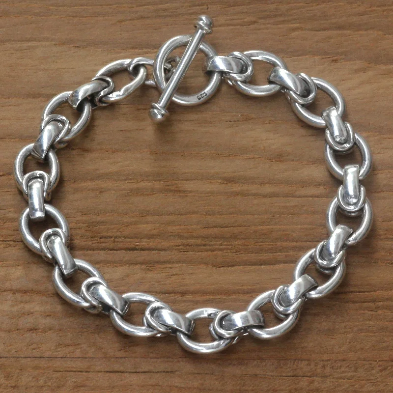 vintage bangles for women -Sterling Silver Men's Link Bracelet