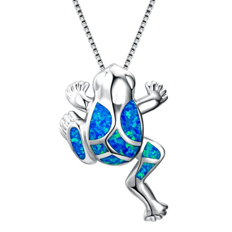 women’s thick chain necklaces -Tree Frog Enamel Pendant Necklace