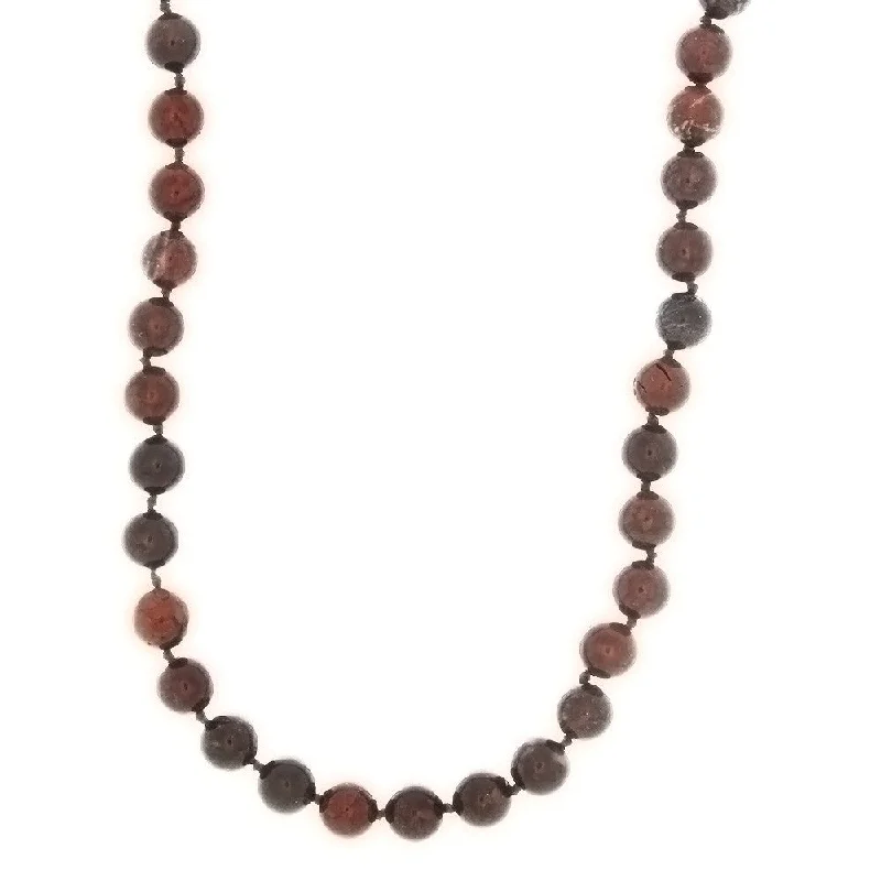 women’s minimalist necklaces -BEADED GEMSTONE BRECCIATED JASPER ROUND NECKLACE