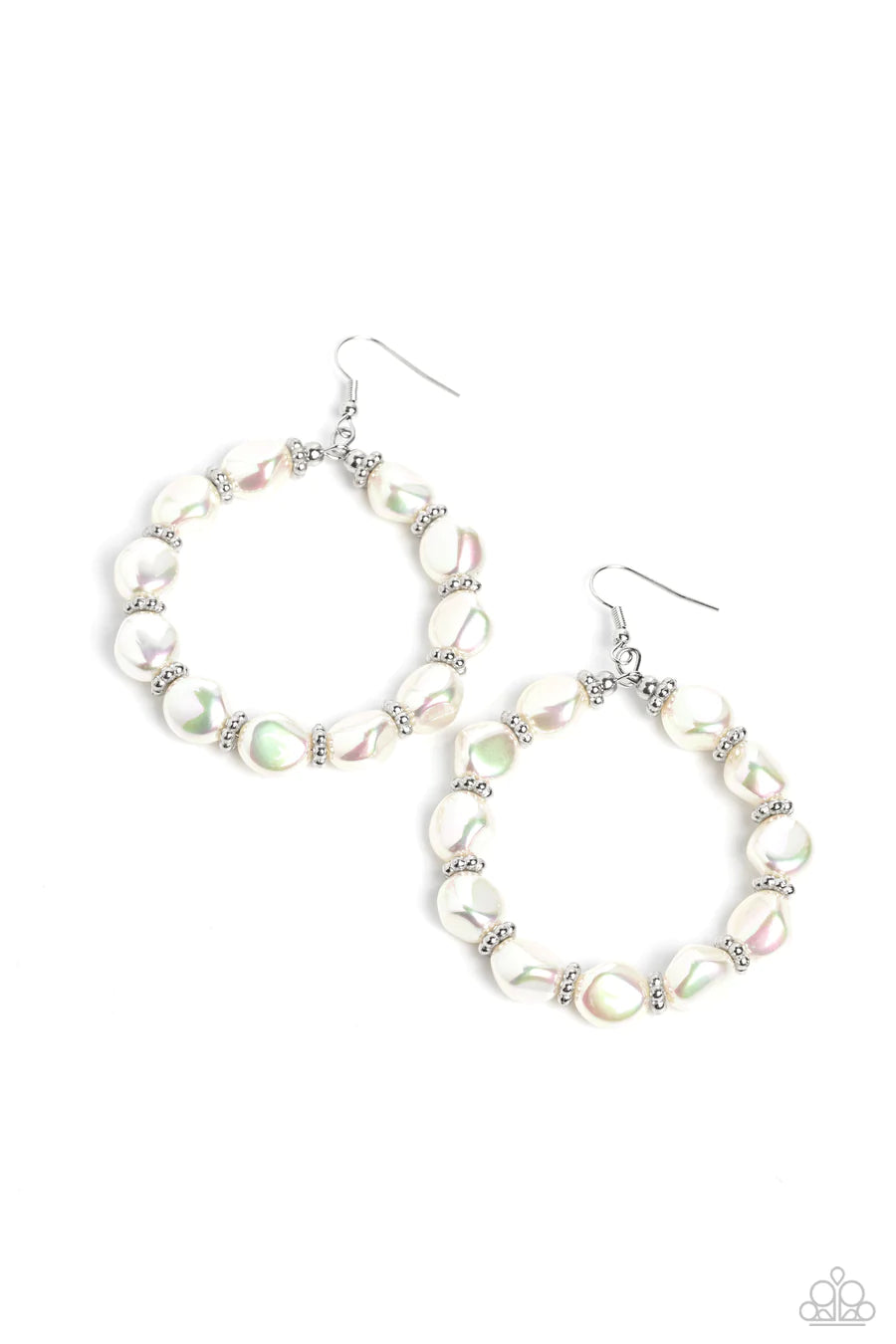 women’s geometric hoop earrings -The PEARL Next Door - White