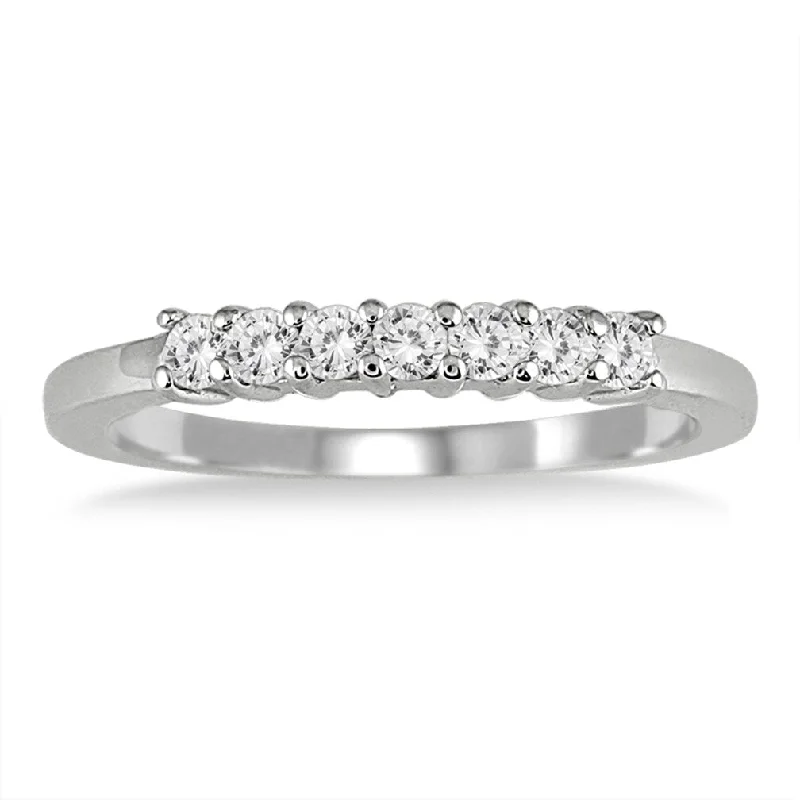 women’s antique-inspired engagement rings -Marquee 3/8 Carat TW 7 Stone Diamond Band in 10K White Gold