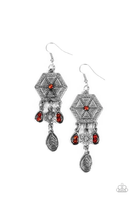 women’s custom earrings -Dreamcatcher Delight - Orange