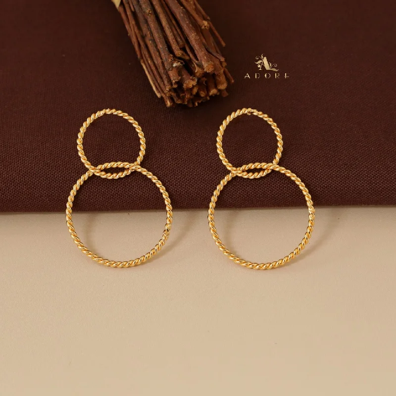 women’s chic earrings -Textured Large Golden Owl Earring