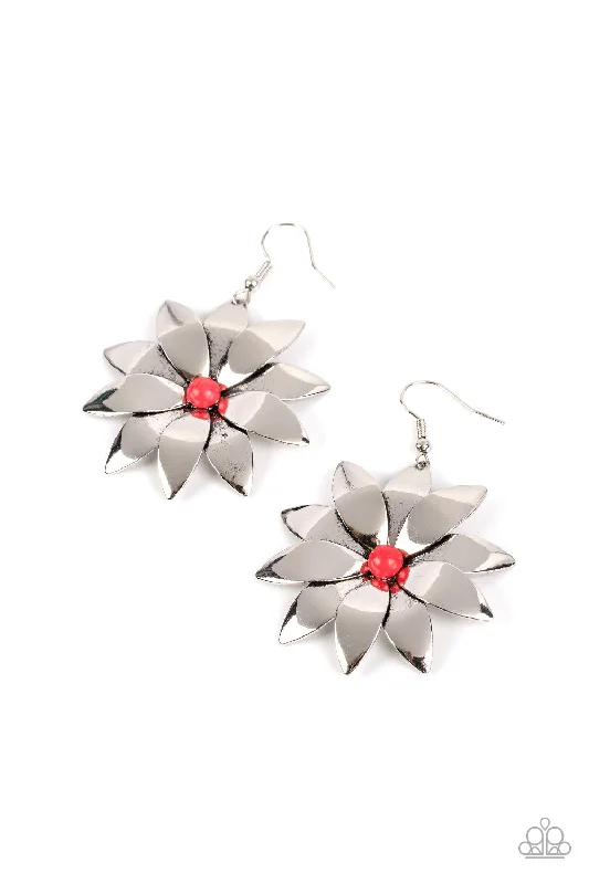 women’s antique earrings -Pinwheel Prairies - Red