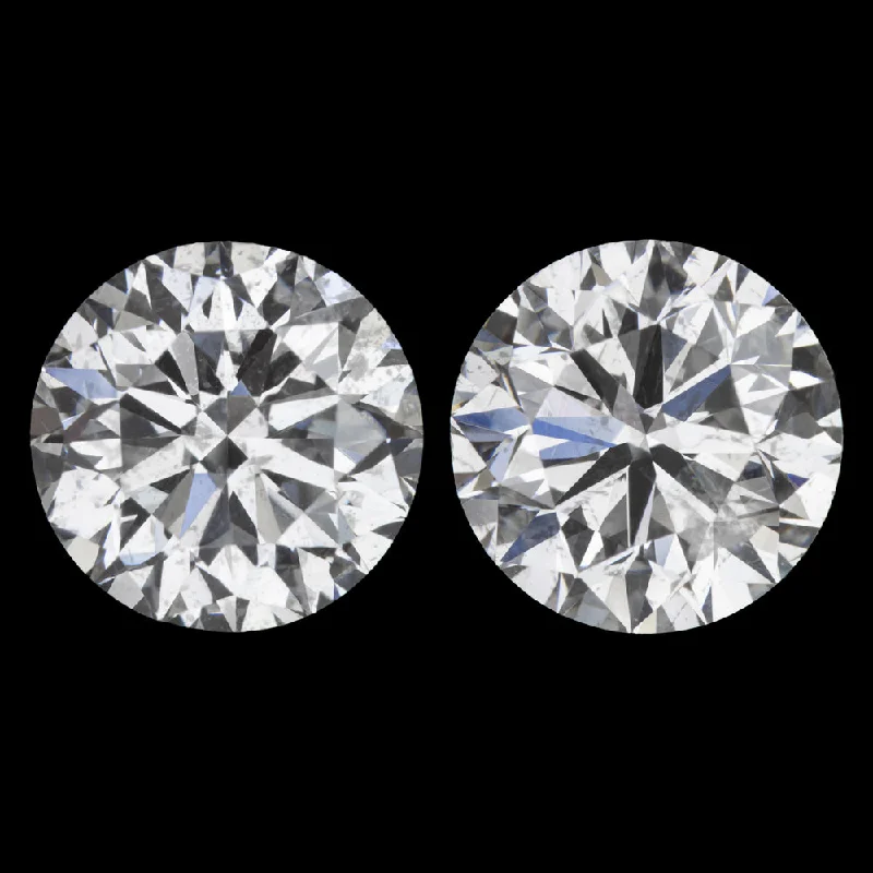 women’s gold engagement rings -3ct DIAMOND STUD EARRINGS VERY GOOD ROUND BRILLIANT CUT NATURAL MATCHING PAIR