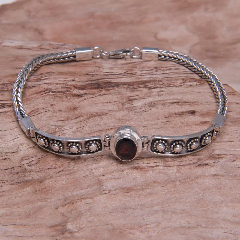 chunky bangles for women -Cosmic Story Sterling Silver Garnet Bracelet