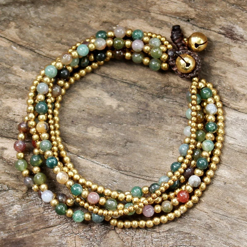 designer bangles for women -Jasper Brass Multi-Strand Beaded Bracelet