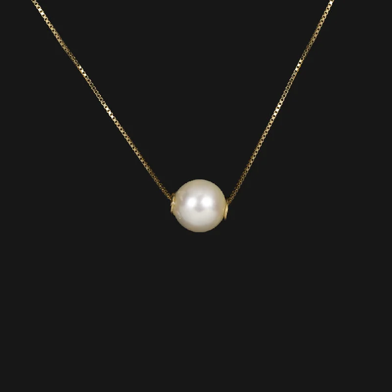 women’s gold wedding bands -PEARL 14k YELLOW GOLD NECKLACE DAINTY SIMPLE CLASSIC EVERYDAY PENDANT 17 INCH