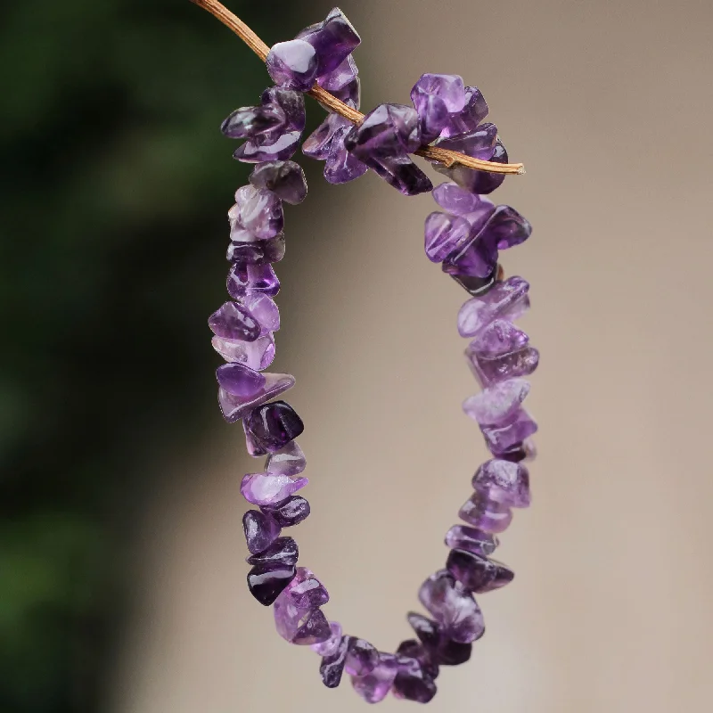 trendy charm bracelets for women -Nature's Wisdom Amethyst Beaded Bracelet