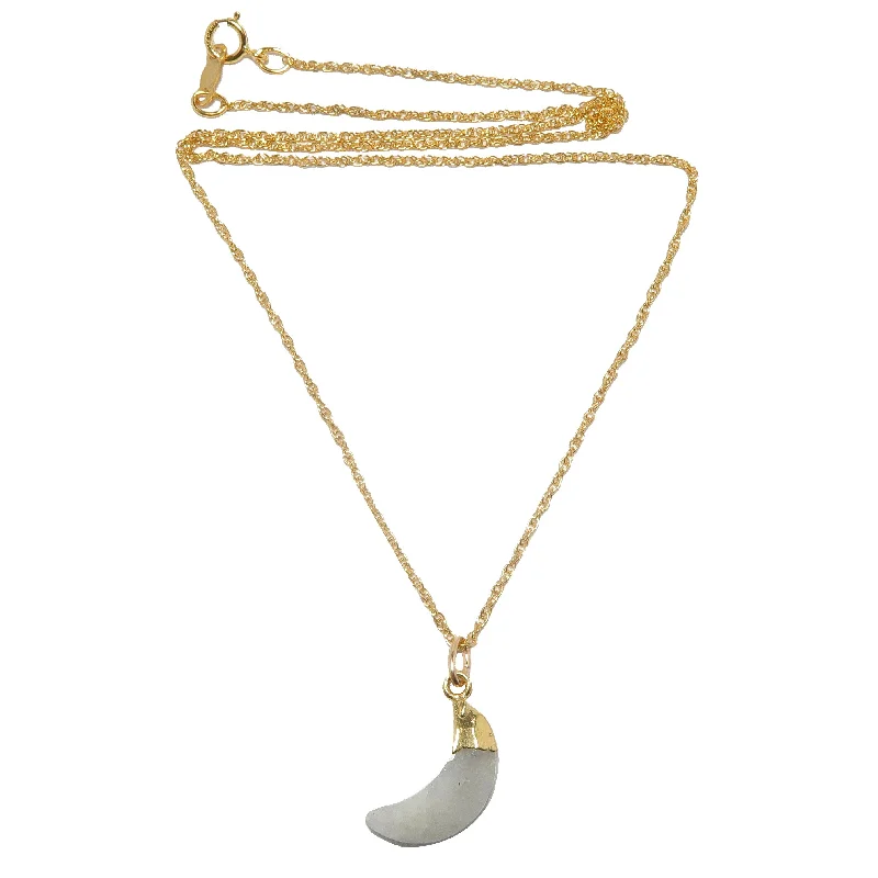 women’s luxury pearl necklaces -Rainbow Moonstone Necklace Crescent Moon 24-Karat Gold