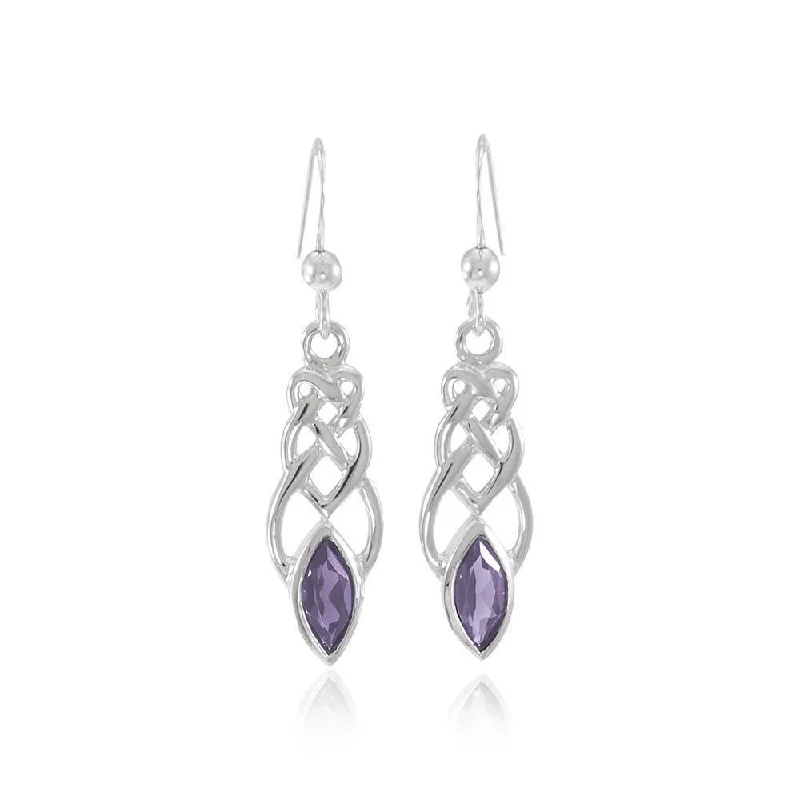 silver earrings for women -Celtic Knotwork Sterling Silver Earrings TE2866