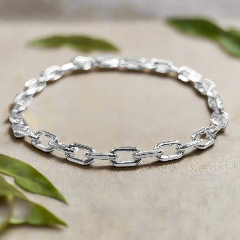 women’s tennis bracelets -Diamond-cut oval cable bracelet