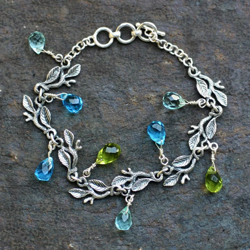 handmade bangles for women -Rainforest Silver Link Bracelet