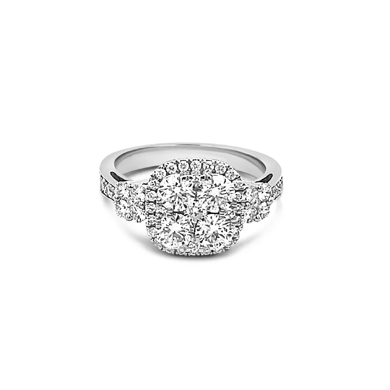 women’s modern platinum engagement rings -Dazzling Cushion Shape Cluster Diamond Ring