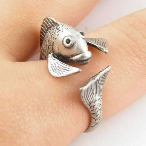 women’s luxury gold necklaces -Fish Friend Adjustable Animal Wrap Ring For Woman