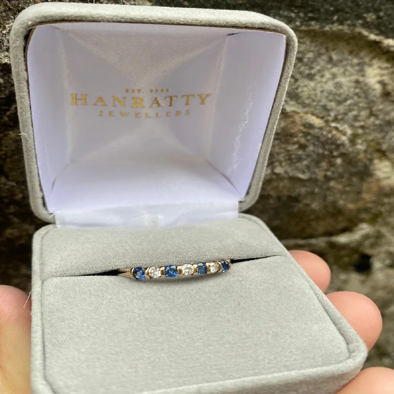 women’s classic solitaire engagement rings -Sapphire & Diamond Eternity Ring - 9ct Yellow Gold