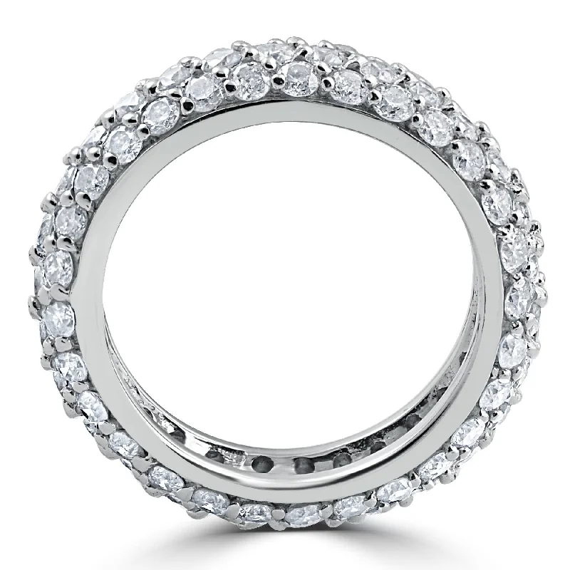 silver engagement rings for women -3ct Pave Diamond Eternity Ring White Gold