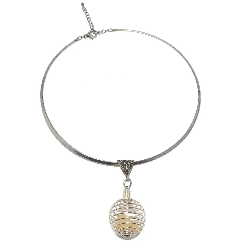 women’s dainty gold necklaces -Libyan Desert Glass Necklace Sun Cage Silver Choker