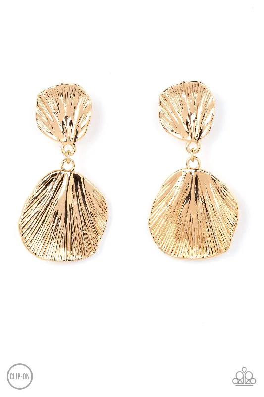 women’s stylish earrings -Metro Mermaid - Gold Clip On