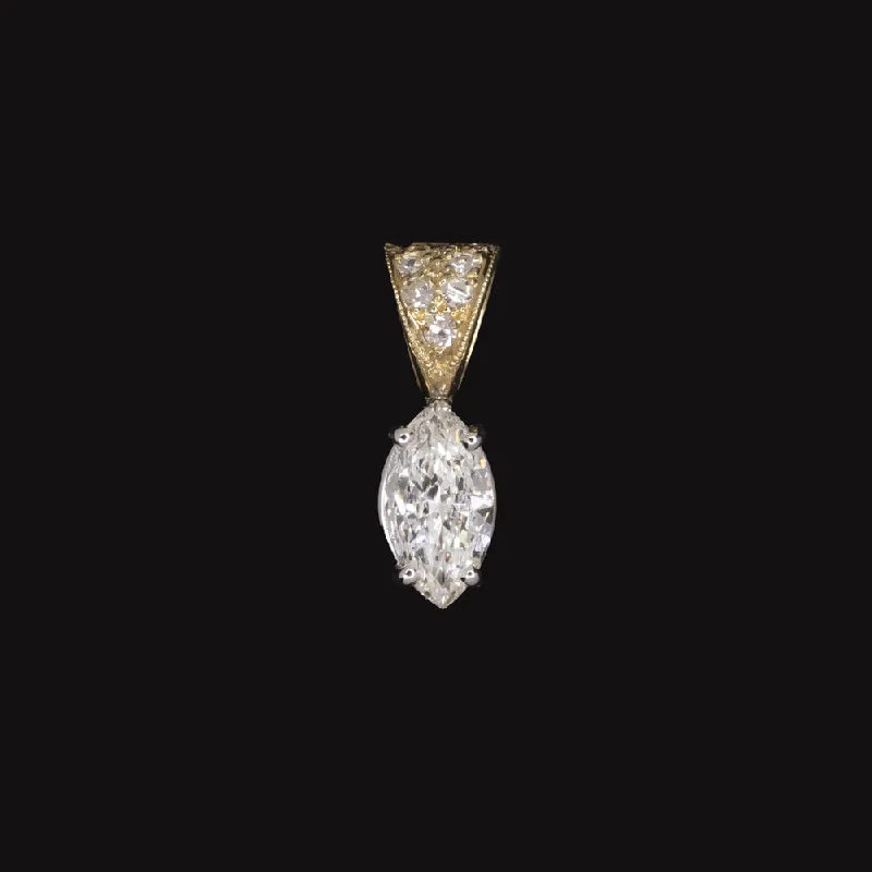 women’s crystal rings -MARQUISE DIAMOND DROP PENDANT 1/2ct I VS1 NATURAL 14k WHITE YELLOW GOLD NECKLACE