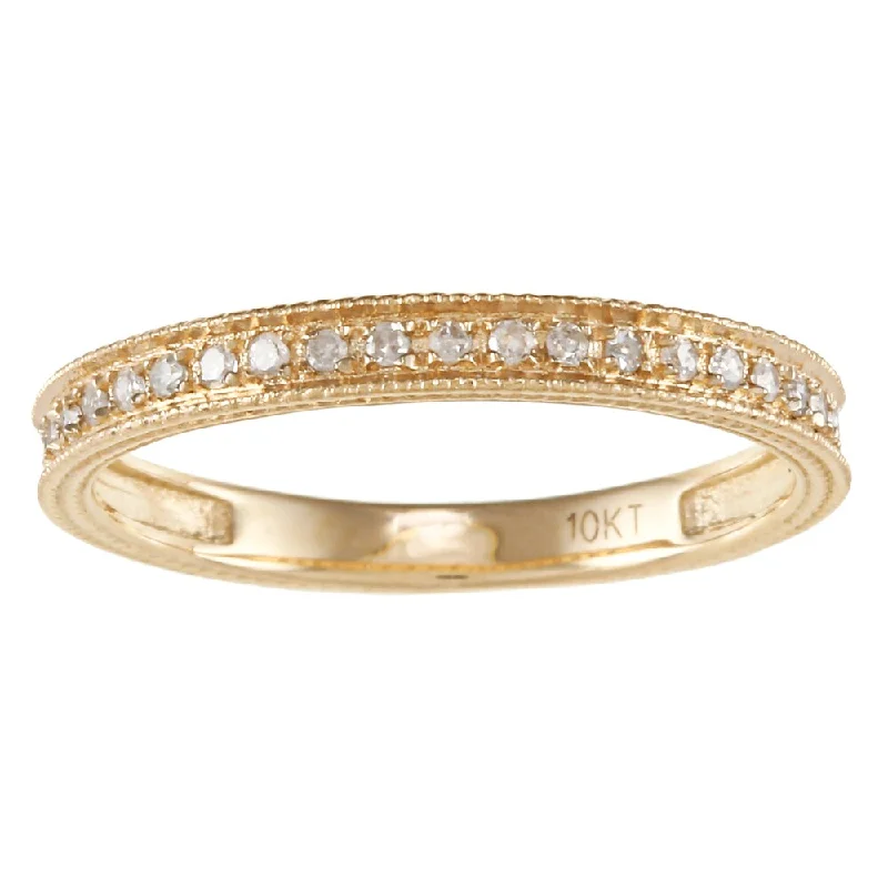 women’s luxury engagement rings with diamonds -10k Yellow Gold 1/6ct TDW Engraved Diamond Band (G-H, I1-I2)