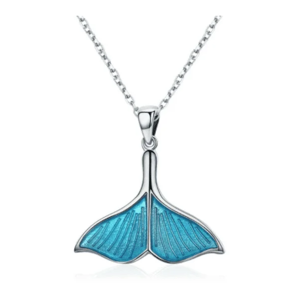 women’s art deco necklaces -Mermaid's Tail Enamel & Sterling Silver Necklace