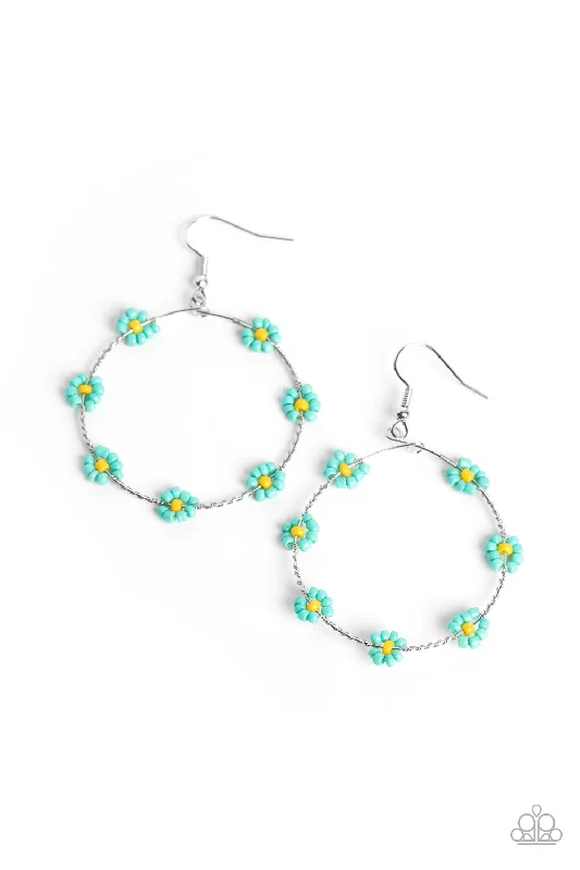 women’s gemstone drop earrings -Dainty Daisies - Blue