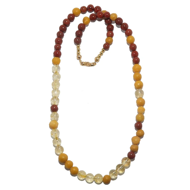 women’s multi-stone necklaces -Citrine Necklace Vivid Sunset Red Yellow Jasper