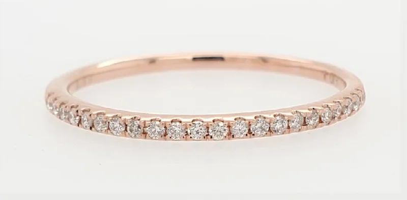 women’s rose gold halo engagement rings -Classic Pave Diamond Band in Pink Gold- 0.11 ctw.