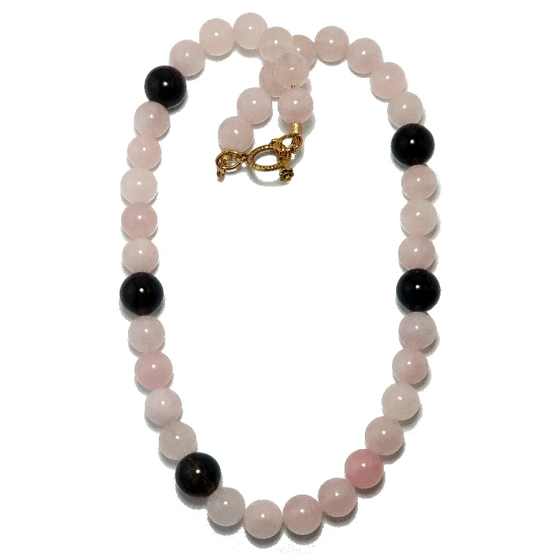 women’s simple gold necklaces -Rose Quartz Necklace Smoky Gem Valentine's