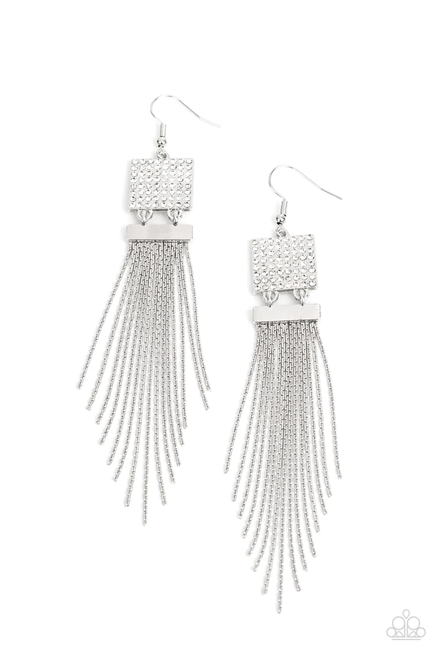 women’s gold earrings with diamonds -Dramatically Deco - White