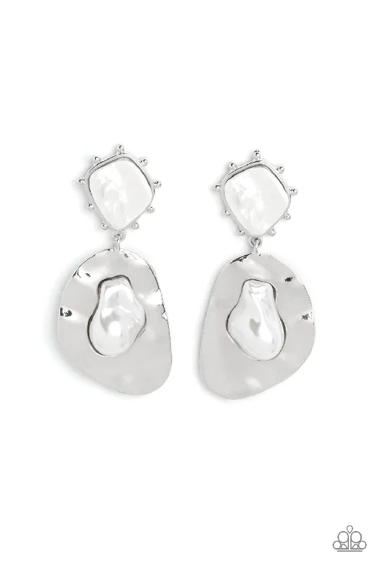 women’s diamond stud earrings -Rippling Rhapsody - White