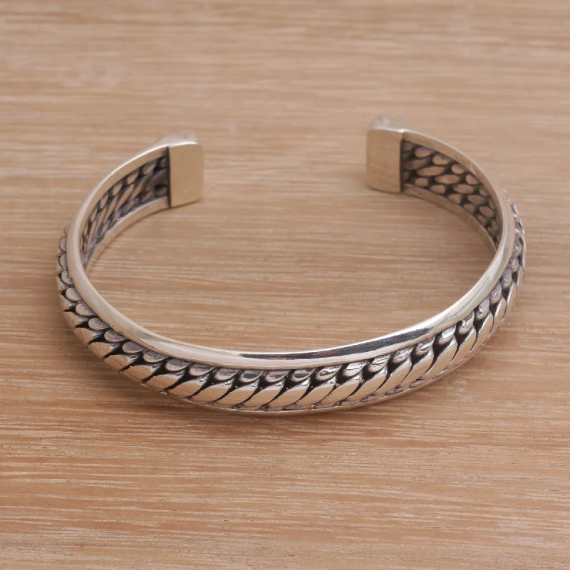 women’s leather bracelets -Eternity Bond Sterling Silver Cuff Bracelet Handcrafted in Bali