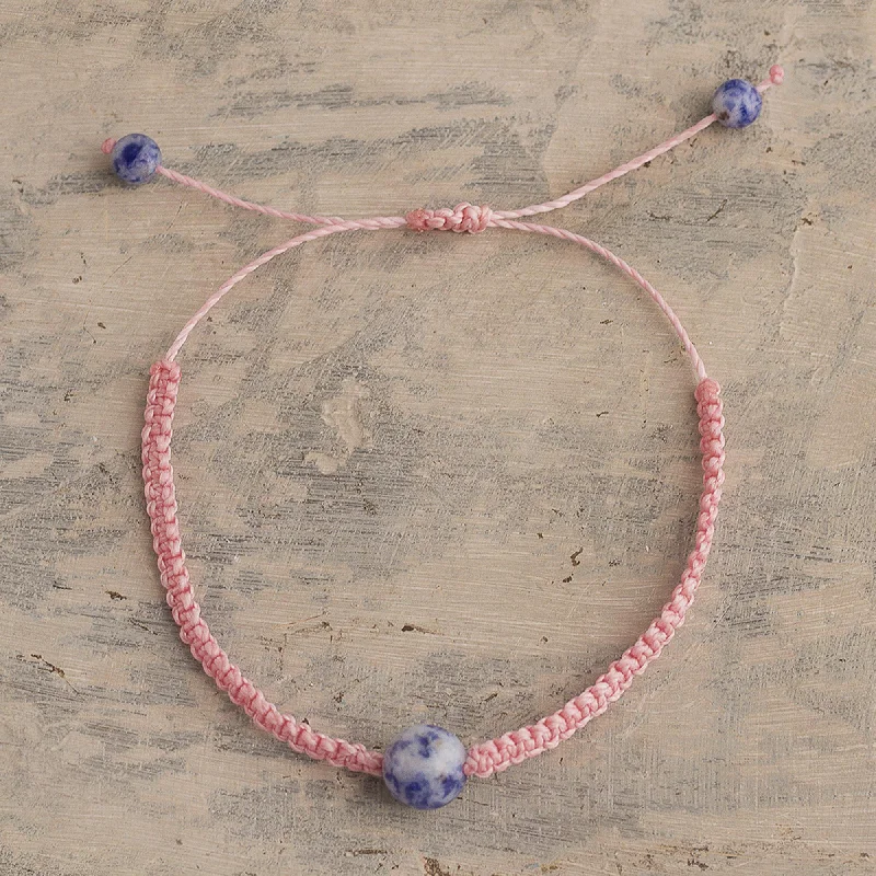 diamond bracelets for women -Tranquil Planet Adjustable Macrame and Sodalite Bracelet