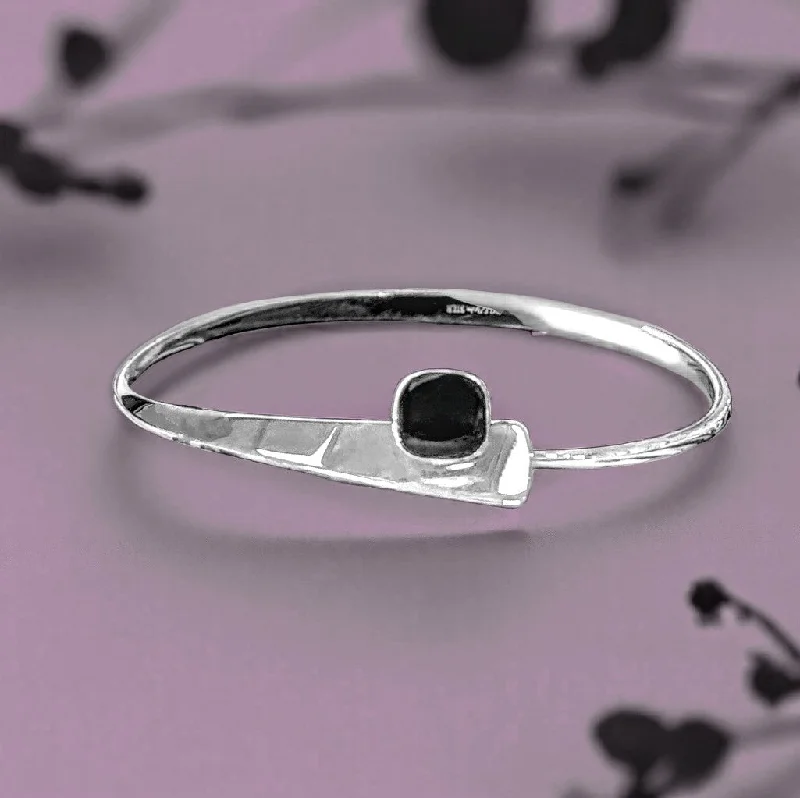 women’s gemstone bangles -"Camber" Onyx Bracelet