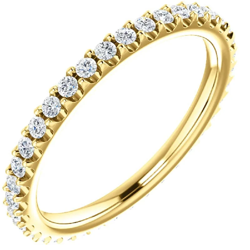 women’s elegant engagement rings -3/8ct Diamond Eternity Ring Yellow Gold Womens Stackable Wedding Band