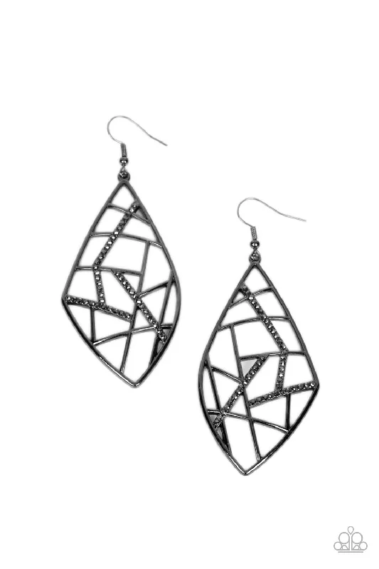 women’s cute earrings -Geo Grid - Black